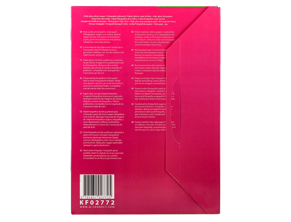 PAPEL FOTOGRAFIA Q-CONNECT GLOSSY TINTEIRO DIN A4 260 GR CAIXA DE 50 FOLHAS
