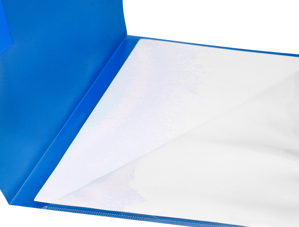 BOLSA DOSSIER LIDERPAPEL DIN A4 POLIPROPILENO 180 MICRONS AZUL TRANSLUCIDO 20 FOLHAS