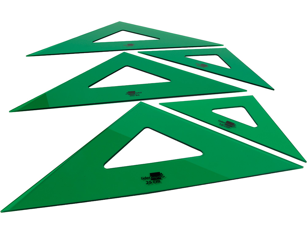 ESQUADRO LIDERPAPEL 25 CM PLASTICO VERDE