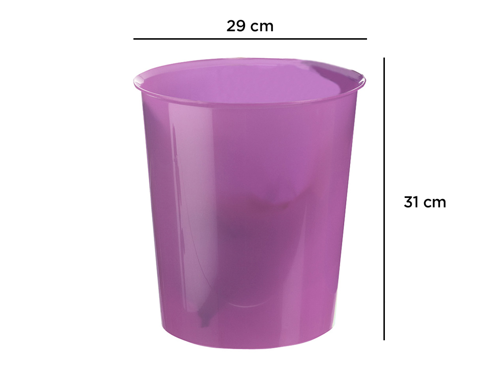 CESTO Q-CONNECT DE PAPEIS EM PLASTICO VIOLETA TRANSLUCIDO 16 LITROS - 31 X 29 CM