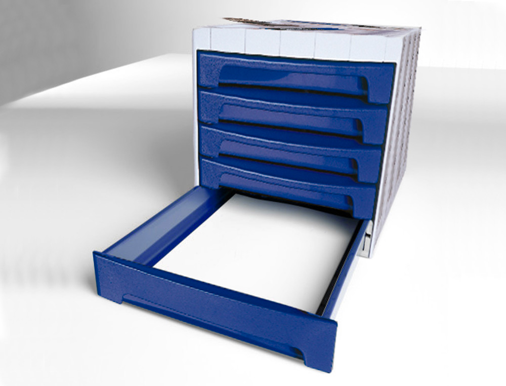 BLOCO CLASSIFICADOR DE SECRETARIA ARCHIVO 2000 305X370X215 MM BANDEJA SUPERIOR 6 GAVETAS AZUL OPACO