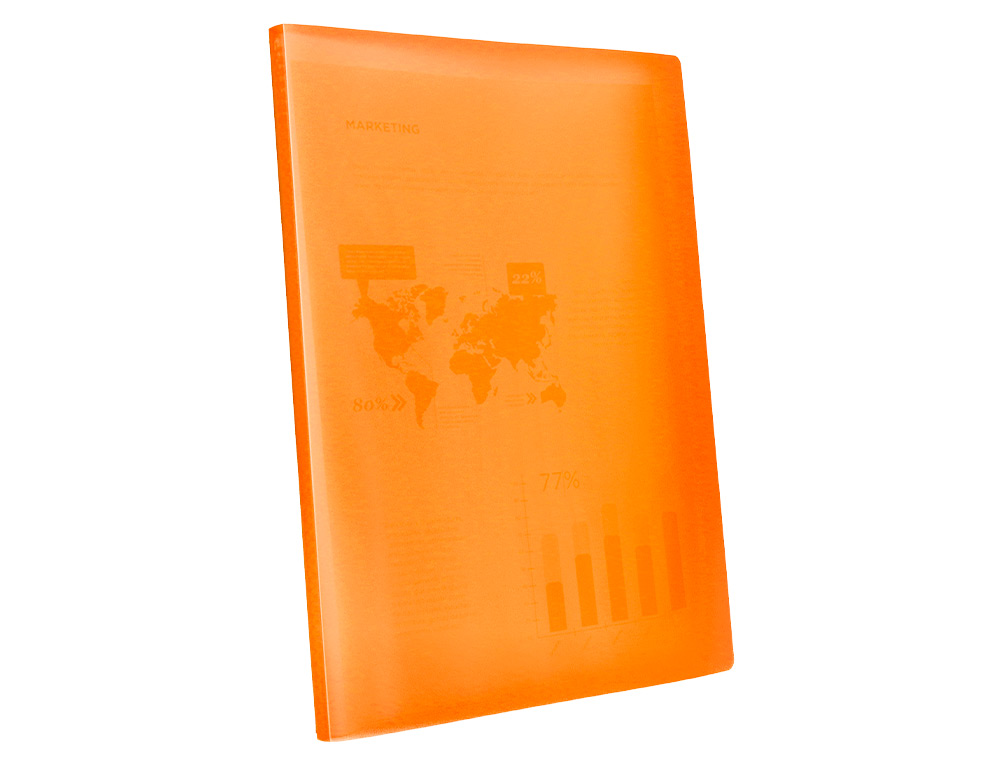 CAPA CATALOGO LIDERPAPEL 40 BOLSAS POLIPROPILENO DIN A4 TRASLUCIDA LARANJA FROSTY