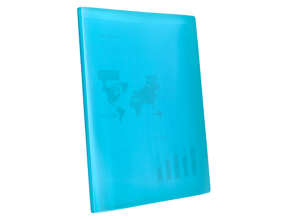 CAPA CATALOGO LIDERPAPEL 60 BOLSAS POLIPROPILENO DIN A4 TRASLUCIDA AZUL FROSTY