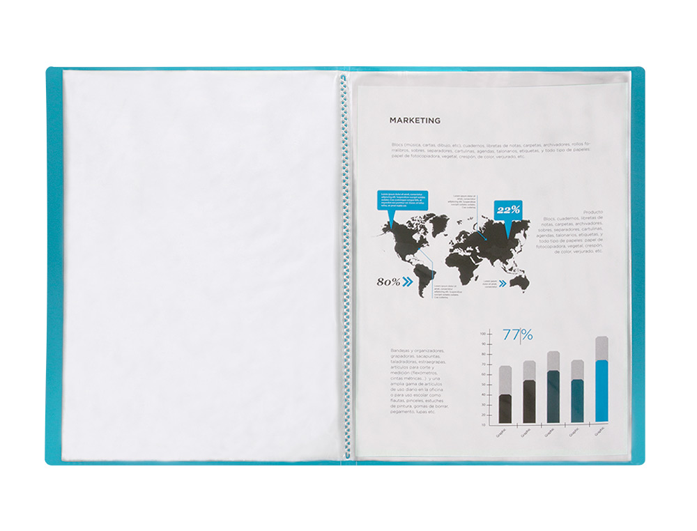 CAPA CATALOGO LIDERPAPEL 60 BOLSAS POLIPROPILENO DIN A4 TRASLUCIDA AZUL FROSTY