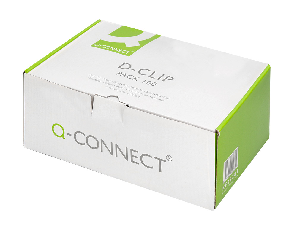 ENCADERNADOR FASTENER Q-CONNECT PLASTICO D-CLIPS COR VERMELHO CAIXA DE 100 UNIDADES