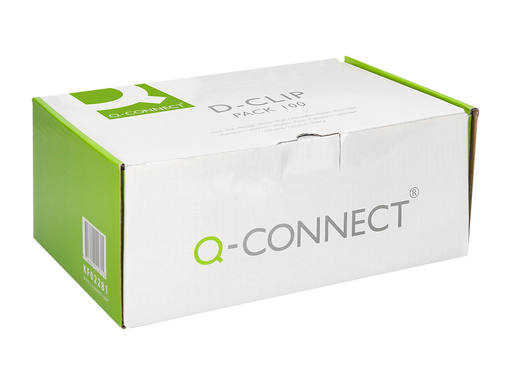 ENCADERNADOR FASTENER Q-CONNECT PLASTICO D-CLIPS COR VERMELHO CAIXA DE 100 UNIDADES