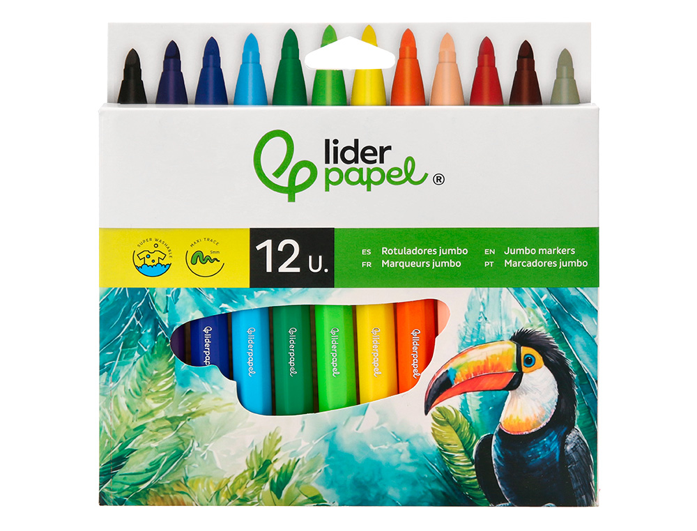 MARCADOR LIDERPAPEL FELTRO JUMBO CAIXA 12 CORES