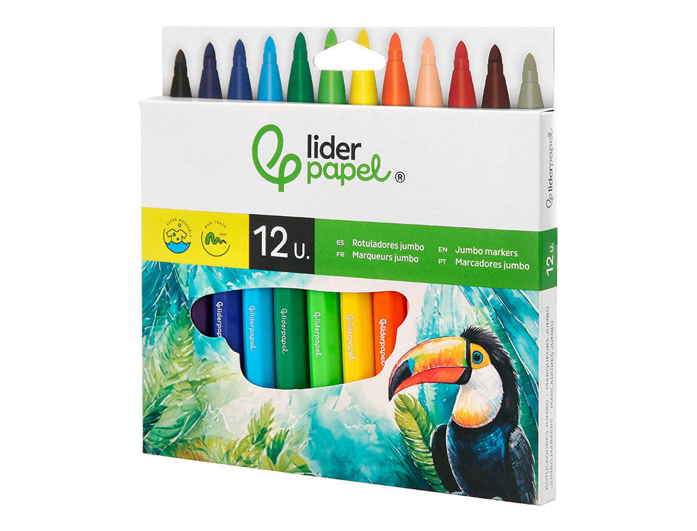MARCADOR LIDERPAPEL FELTRO JUMBO CAIXA 12 CORES