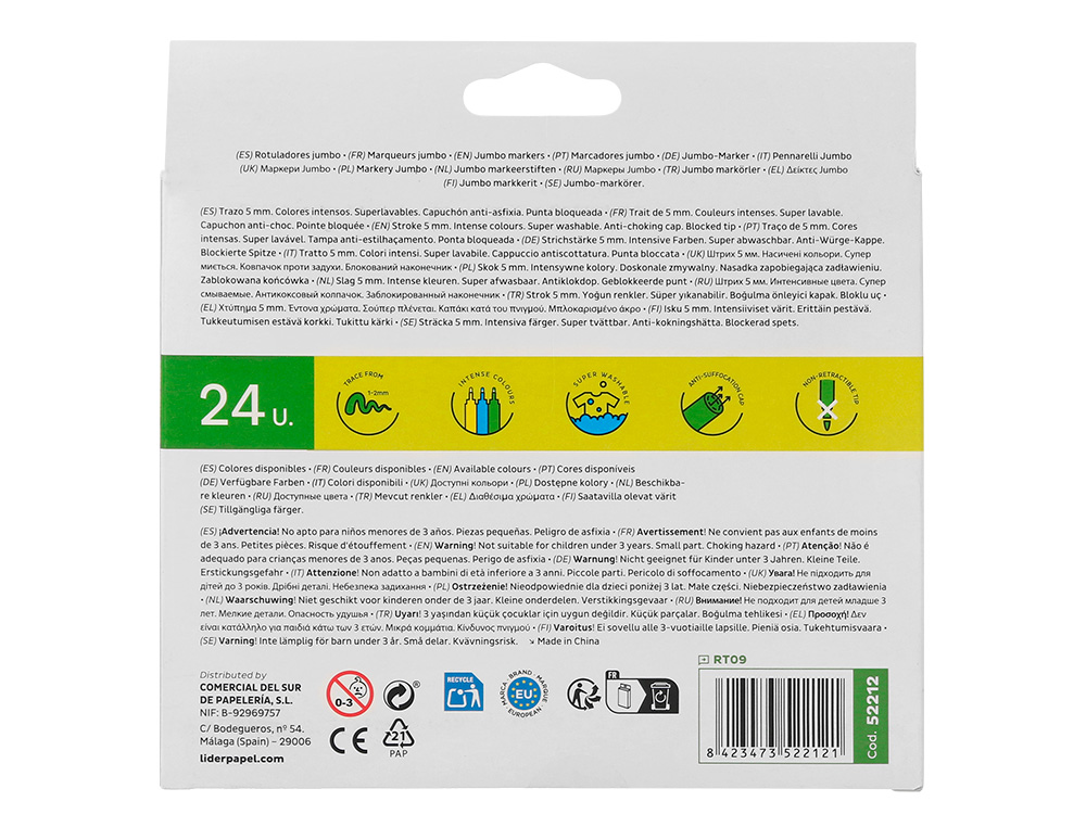MARCADOR LIDERPAPEL FELTRO JUMBO CAIXA 24 CORES