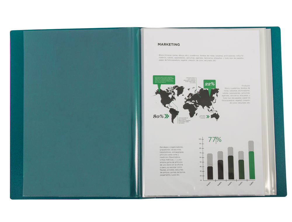 CAPA CATALOGO LIDERPAPEL 80 BOLSAS DIN A4 VERDE