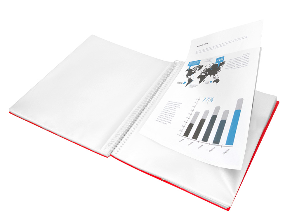 CAPA CATALOGO LIDERPAPEL COM ESPIRAL 10 BOLSAS POLIPROPILENO DIN A4 VERMELHO