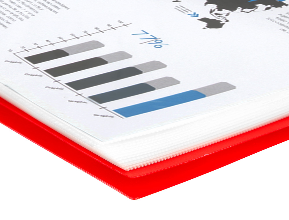CAPA CATALOGO LIDERPAPEL COM ESPIRAL 10 BOLSAS POLIPROPILENO DIN A4 VERMELHO