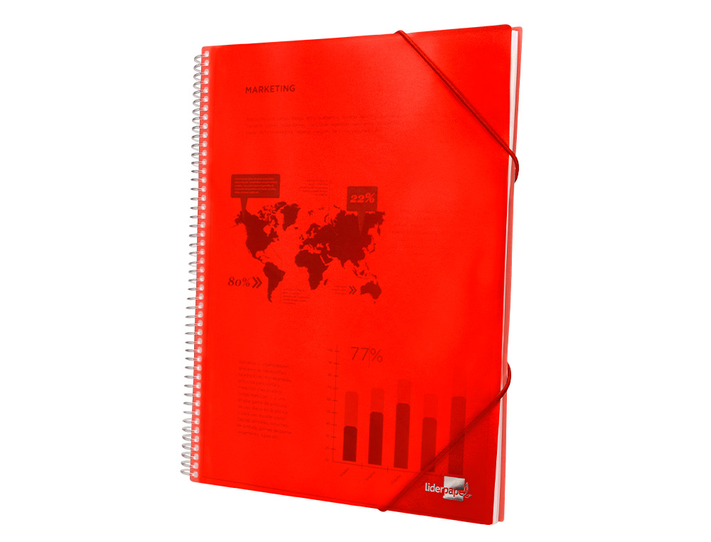 CAPA CATALOGO LIDERPAPEL COM ESPIRAL 40 BOLSAS POLIPROPILENO DIN A4 VERMELHO