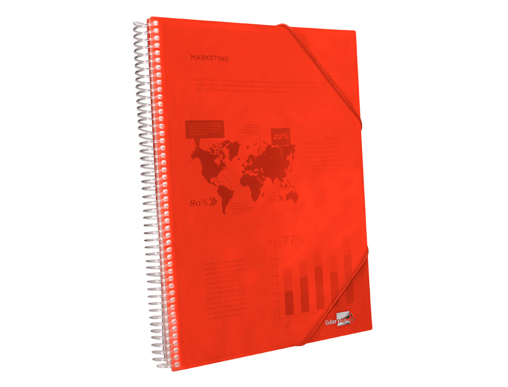 CAPA CATALOGO LIDERPAPEL COM ESPIRAL 40 BOLSAS POLIPROPILENO DIN A4 VERMELHO