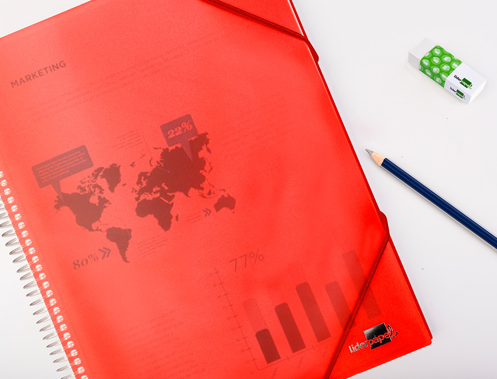 CAPA CATALOGO LIDERPAPEL COM ESPIRAL 60 BOLSAS POLIPROPILENO DIN A4 VERMELHO