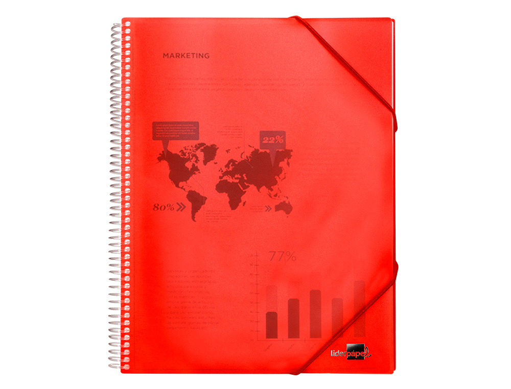 CAPA CATALOGO LIDERPAPEL COM ESPIRAL 60 BOLSAS POLIPROPILENO DIN A4 VERMELHO