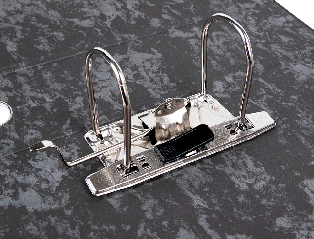 PASTA DE ARQUIVO DE ALAVANCA EM CARTAO FORRADO FOLIO MARMOREADO PRETO COM CAIXA CLASSIC RBLUE