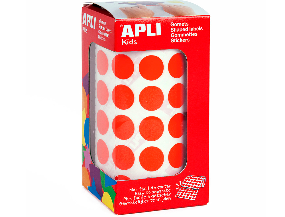 ETIQUETAS APLI AUTOADESIVOS CIRCULARES 15 MM VERMELHO EM ROLO COM 2832 UNIDADES