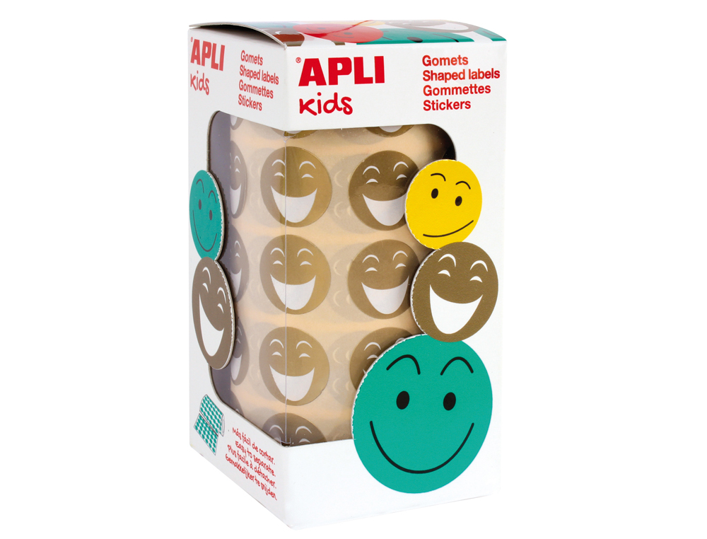 ETIQUETAS APLI AUTOADESIVAS SMILE OURO CARA FELIZ ROLO DE 900 UNIDADES