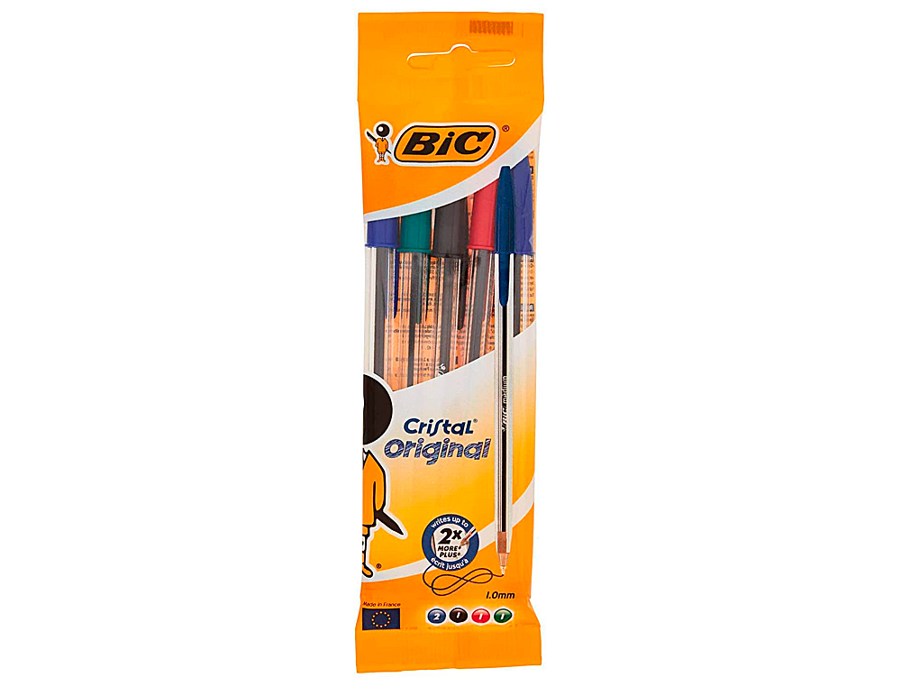 ESFEROGRAFICA BIC CRISTAL MEDIUM BOLSA DE 5 UNIDADES CORES SORTIDAS 2 AZUL /1 PRETO /1 VERMELHO /1 VERDE