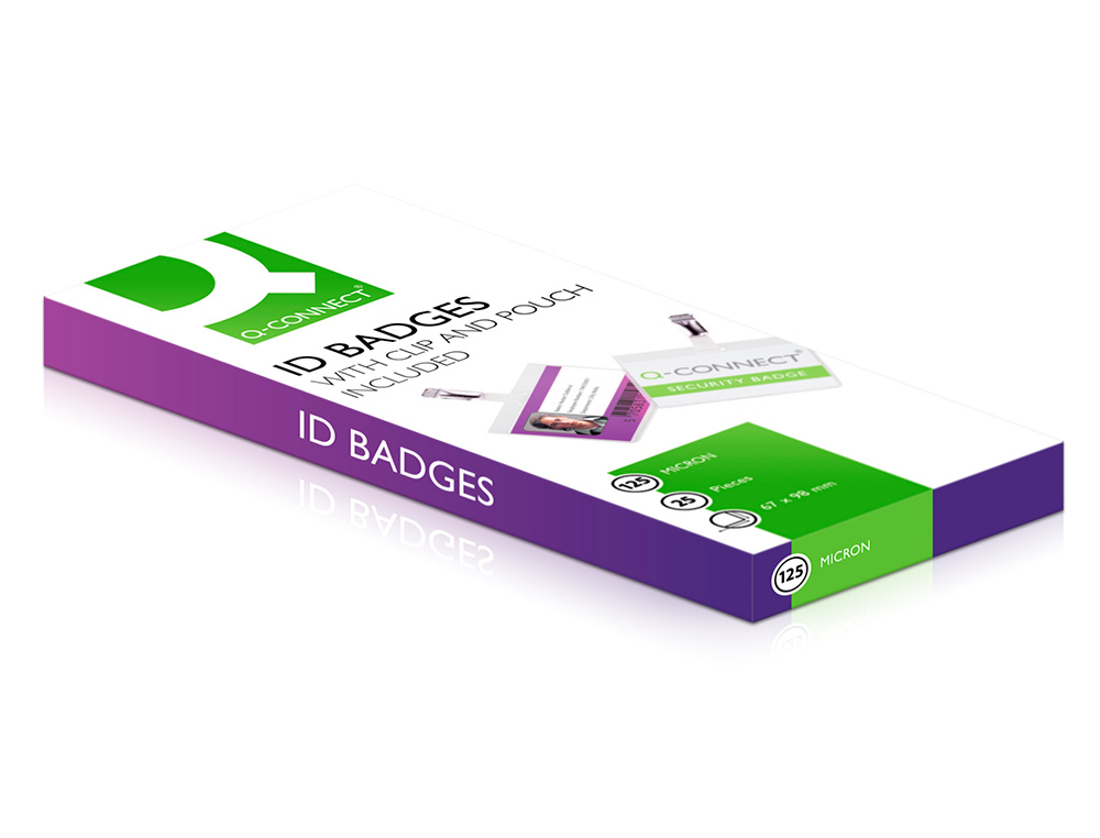 BOLSA DE PLASTIFICAR Q-CONNECT 67X98 MM 125 MICRONS COM MOLA PARA CARTOES DE VISITA CAIXA DE 25 UNIDADES