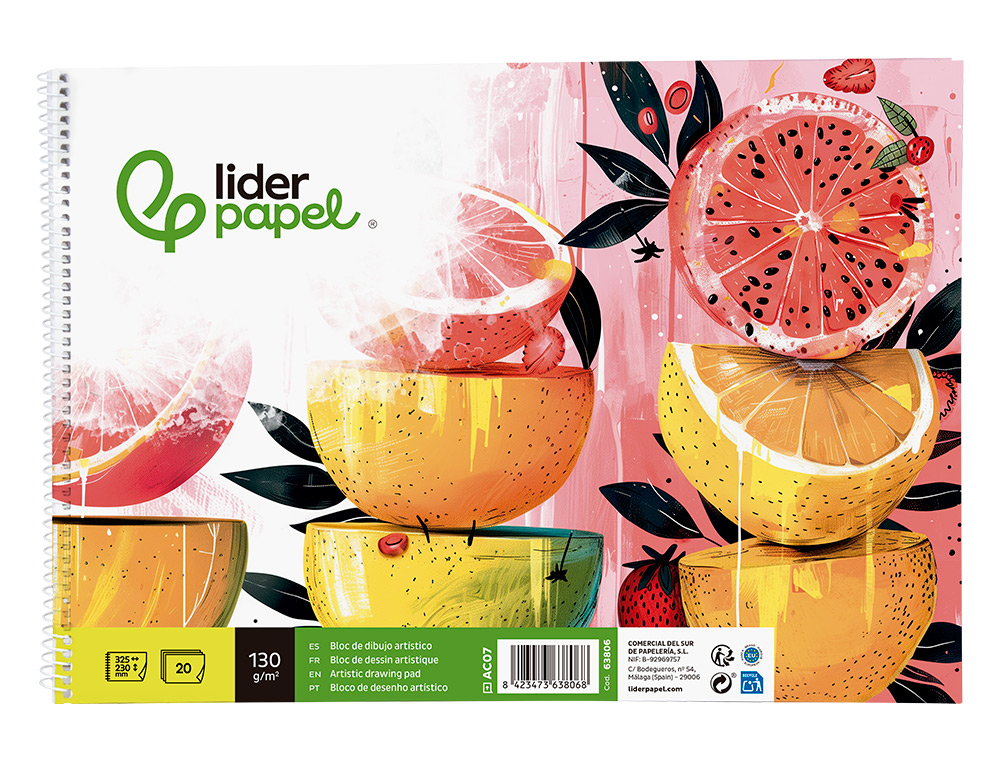 BLOCO DE DESENHO LIDERPAPEL ARTISTICO ESPIRAL 230X325MM 20 FOLHAS 130GR SEM CAIXA SEM MICROPERFURADO
