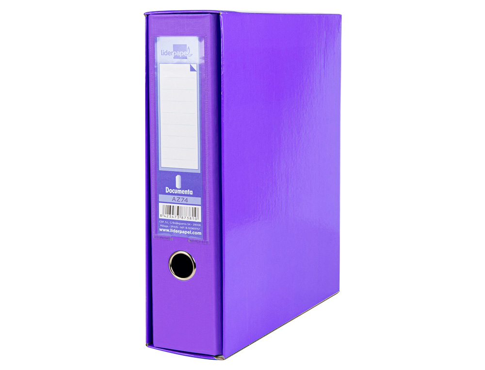 CAIXA PARA PASTA DE ARQUIVO DE ALAVANCA LIDERPAPEL DOCUMENTA DIN A4 LOMBADA 75 MM LILAS