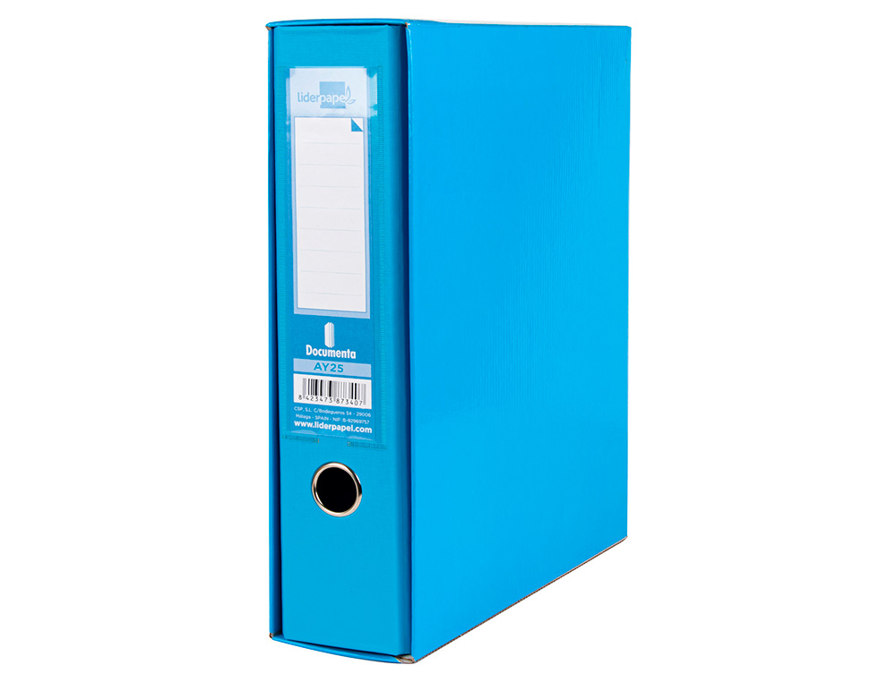 CAIXA PARA PASTA DE ARQUIVO DE ALAVANCA LIDERPAPEL DOCUMENTA CARTAO FOLIO LOMBADA 75 MM CELESTE