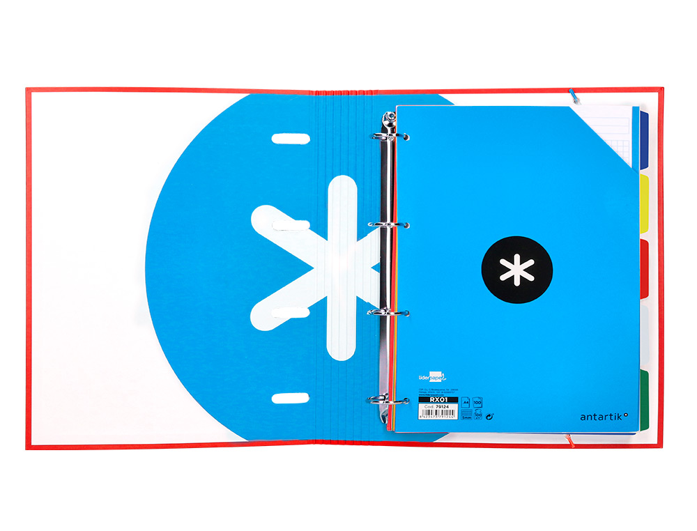 PASTA ANTARTIK COM RECARGA E ABA DIN A4 QUADRICULA 5MM FORRADA 4 ANEIS 40MM COR VERMELHA
