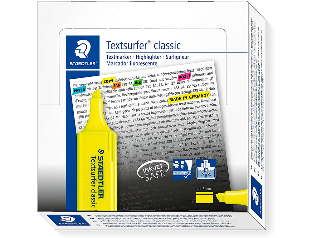 MARCADOR STAEDTLER TEXTSURFER CLASSIC 364 FLUORESCENTE AMARELO