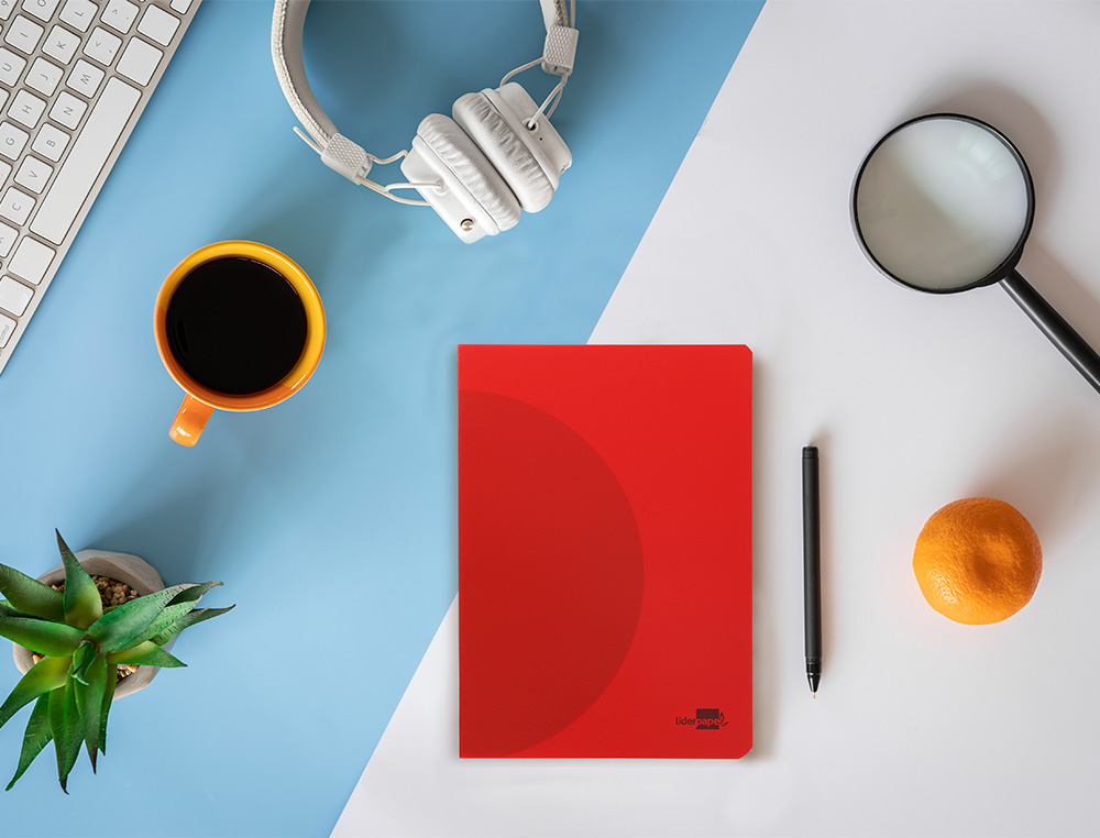 CADERNO AGRAFADO LIDERPAPEL 360 CAPA DE PLASTICO DIN A5 48 F 90 GR 5MM COM DUPLA MARGEM CORES SORTIDAS