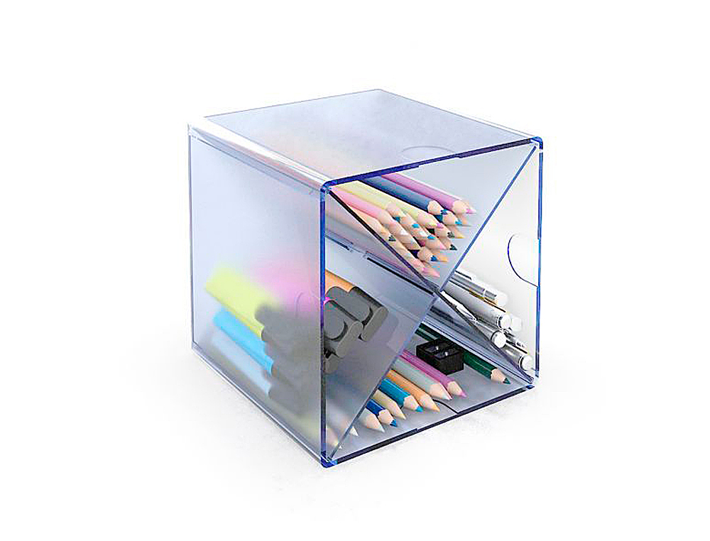 CUBO DE ARQUIVO ARCHIVO 2000 ASPA ORGANIZADOR MODULAR PLASTICO AZUL TRANSPARENTE 150 X 150 X 155 MM INCLUI 2 CLIPS