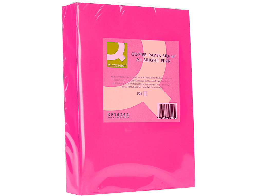 PAPEL DE COR Q-CONNECT DIN A4 80 GR ROSA INTENSO EMBALAGEM DE 500 FOLHAS