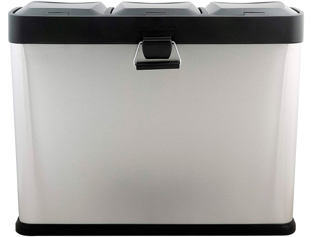 CONTENTOR DE LIXO METALICO Q- CONNECT COM 3 COMPARTIMENTOS E TAMPA PLASTICA 45 LITROS 605X340X485 MM