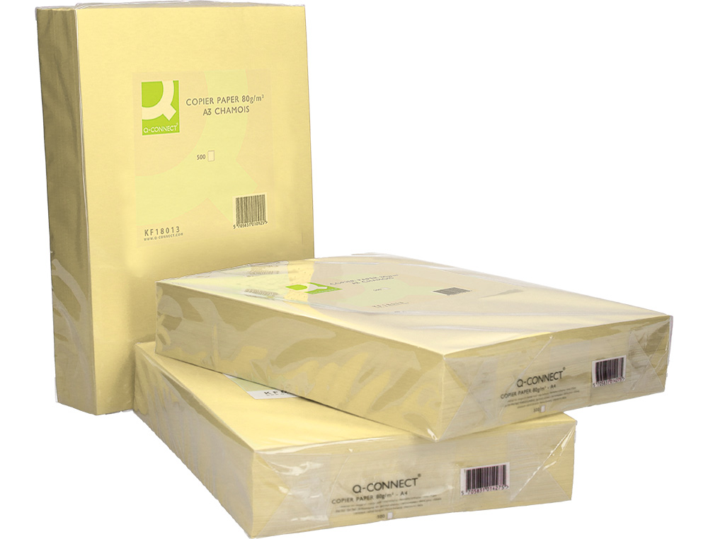 PAPEL DE COR Q-CONNECT DIN A3 80 GR CHAMPAGNE EMBALAGEM DE 500 FOLHAS