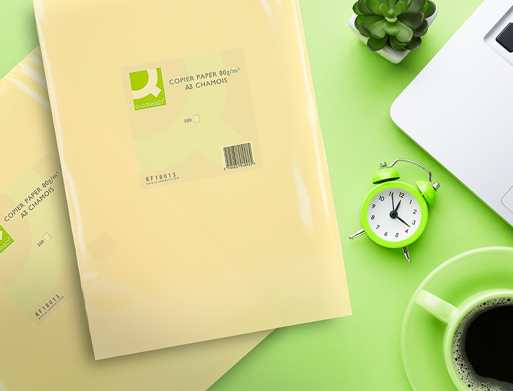 PAPEL DE COR Q-CONNECT DIN A3 80 GR CHAMPAGNE EMBALAGEM DE 500 FOLHAS