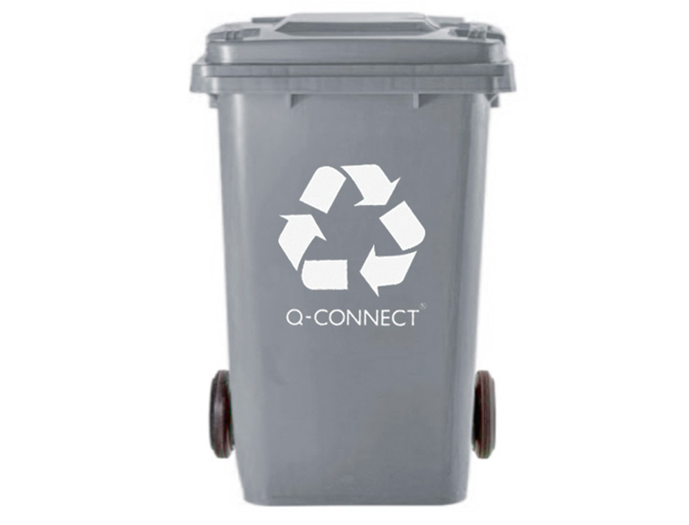 CONTENTOR DE LIXO Q-CONNECT PLASTICO 100L COM CAPA CINZA 75X37X47 CM