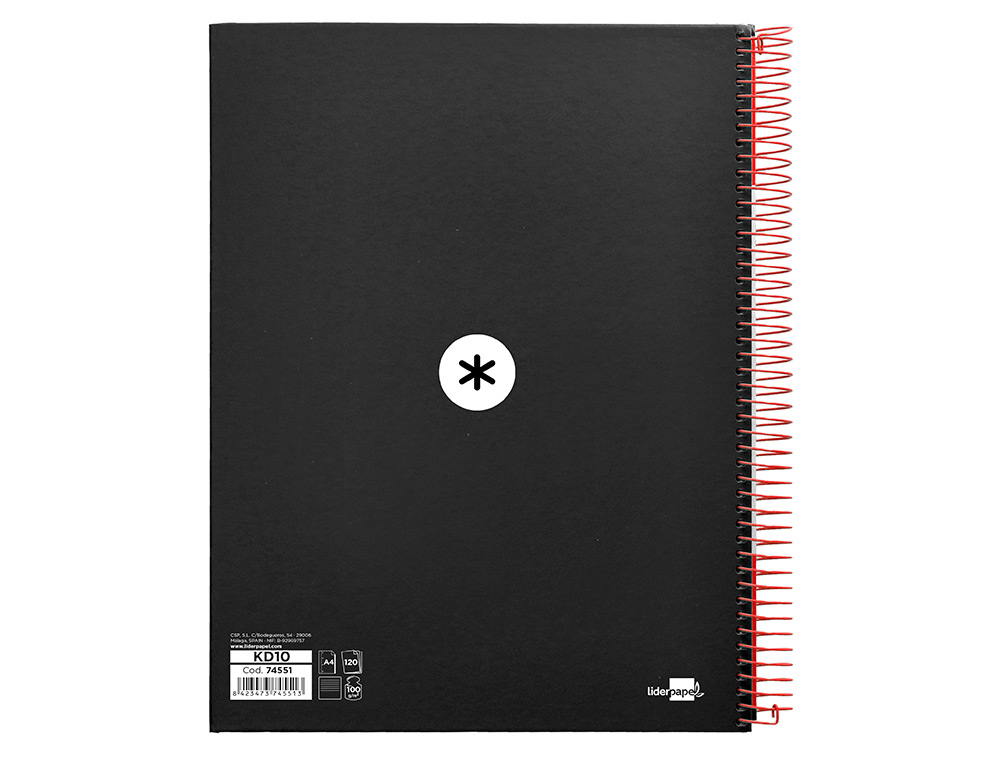 CADERNO ESPIRAL DIN A4 ANTARTIK CAPA FORRADA 120 F 100 GR PAUTADO 5 BANDAS DE CORES 4 FUROS COR PRETO