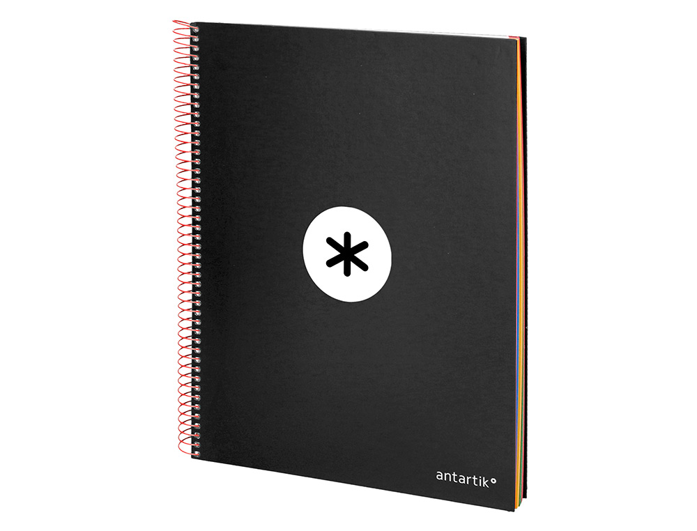 CADERNO ESPIRAL DIN A4 ANTARTIK CAPA FORRADA 120 F 100 GR PAUTADO 5 BANDAS DE CORES 4 FUROS COR PRETO