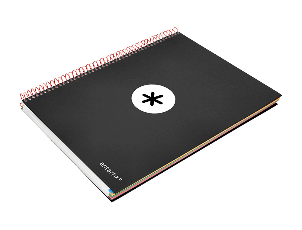 CADERNO ESPIRAL DIN A4 ANTARTIK CAPA FORRADA 120 F 100 GR PAUTADO 5 BANDAS DE CORES 4 FUROS COR PRETO