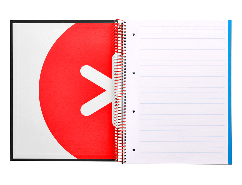 CADERNO ESPIRAL DIN A4 ANTARTIK CAPA FORRADA 120 F 100 GR PAUTADO 5 BANDAS DE CORES 4 FUROS COR PRETO
