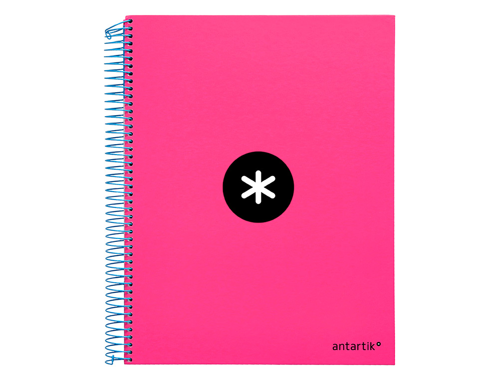 CADERNO ESPIRAL DIN A4 ANTARTIK CAPA FORRADA 120 F 100 GR QUADRICULA 5 MM 5 BANDAS DE CORES COR ROSA F.
