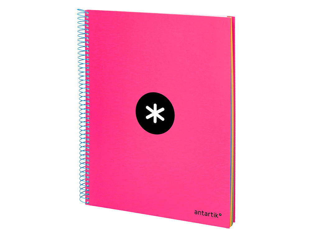CADERNO ESPIRAL DIN A4 ANTARTIK CAPA FORRADA 120 F 100 GR QUADRICULA 5 MM 5 BANDAS DE CORES COR ROSA F.