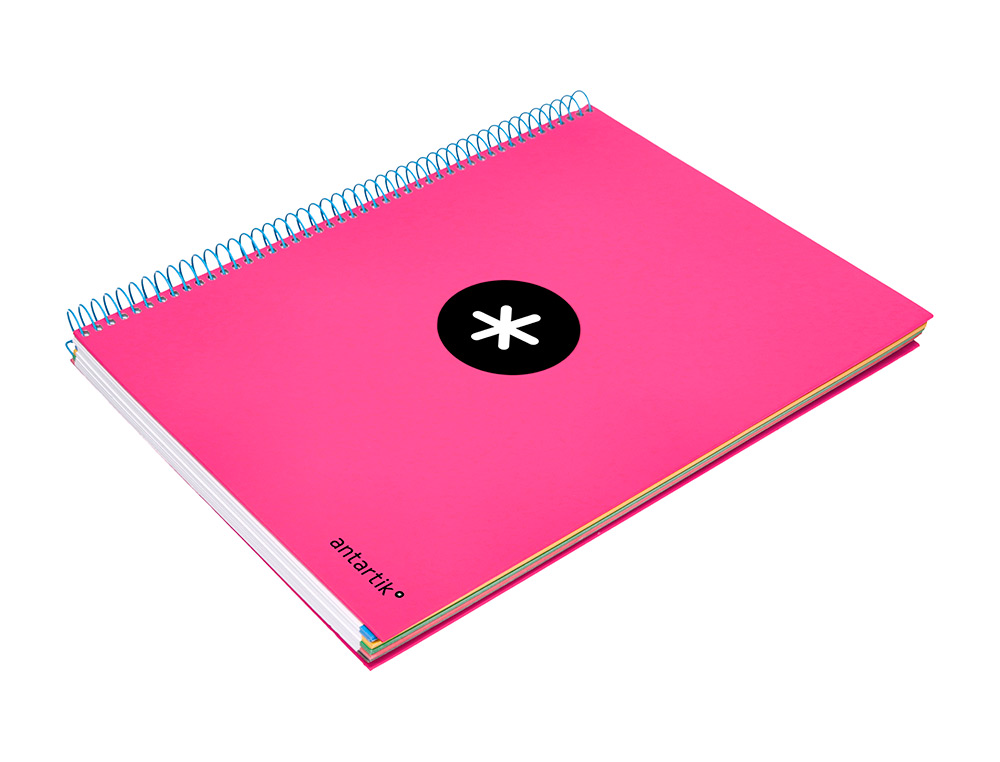 CADERNO ESPIRAL DIN A4 ANTARTIK CAPA FORRADA 120 F 100 GR QUADRICULA 5 MM 5 BANDAS DE CORES COR ROSA F.