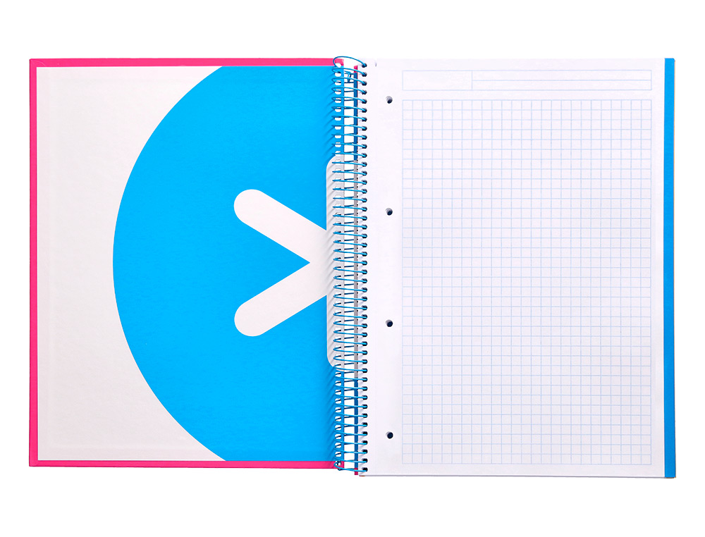 CADERNO ESPIRAL DIN A4 ANTARTIK CAPA FORRADA 120 F 100 GR QUADRICULA 5 MM 5 BANDAS DE CORES COR ROSA F.