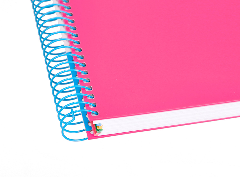 CADERNO ESPIRAL DIN A4 ANTARTIK CAPA FORRADA 120 F 100 GR QUADRICULA 5 MM 5 BANDAS DE CORES COR ROSA F.