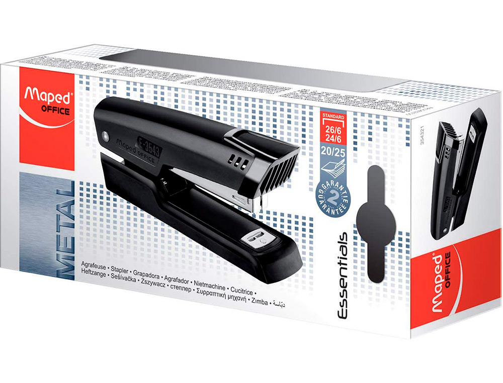 AGRAFADOR MAPED HALF STRIP ESSENTIALS METAL COR PRETO