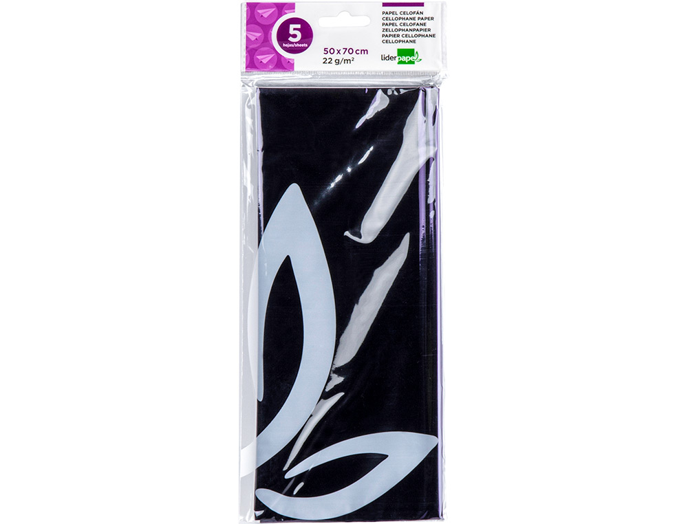 PAPEL CELOFANE LIDERPAPEL 50X70 CM 22GR BOLSA DE 5 FOLHAS VIOLETA