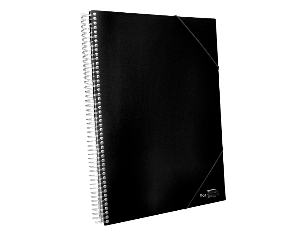 CAPA CATALOGO LIDERPAPEL COM ESPIRAL 10 BOLSAS POLIPROPILENO DIN A4 PRETO