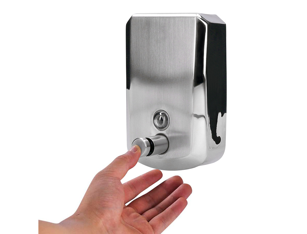 DISPENSADOR MANUAL Q-CONNECT DE SABAO 800 ML ACO INOXIDAVEL 178X114X56 MM